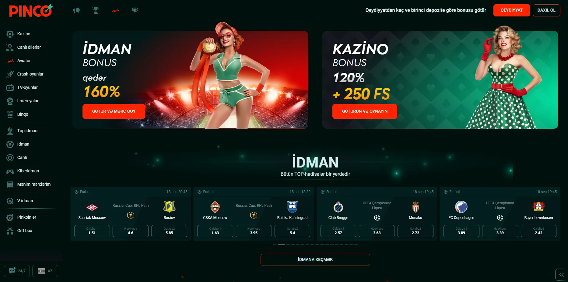 Pinco Casino rəsmi sayt və istifadəçi interfeysi Pinco Casino rəsmi sayt